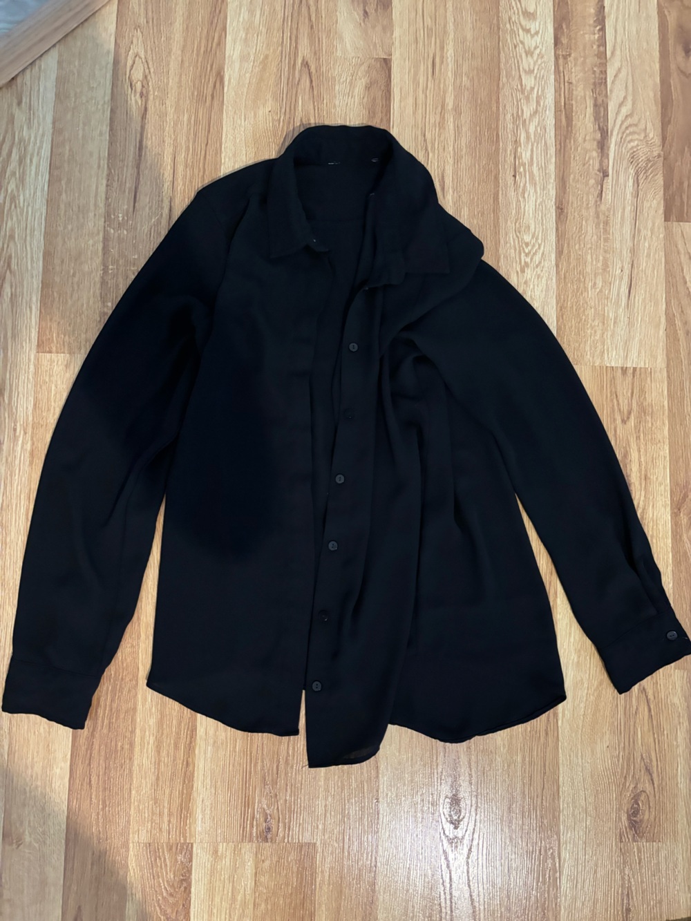 NWOT Semi-Sheer Black Button Down Blouse